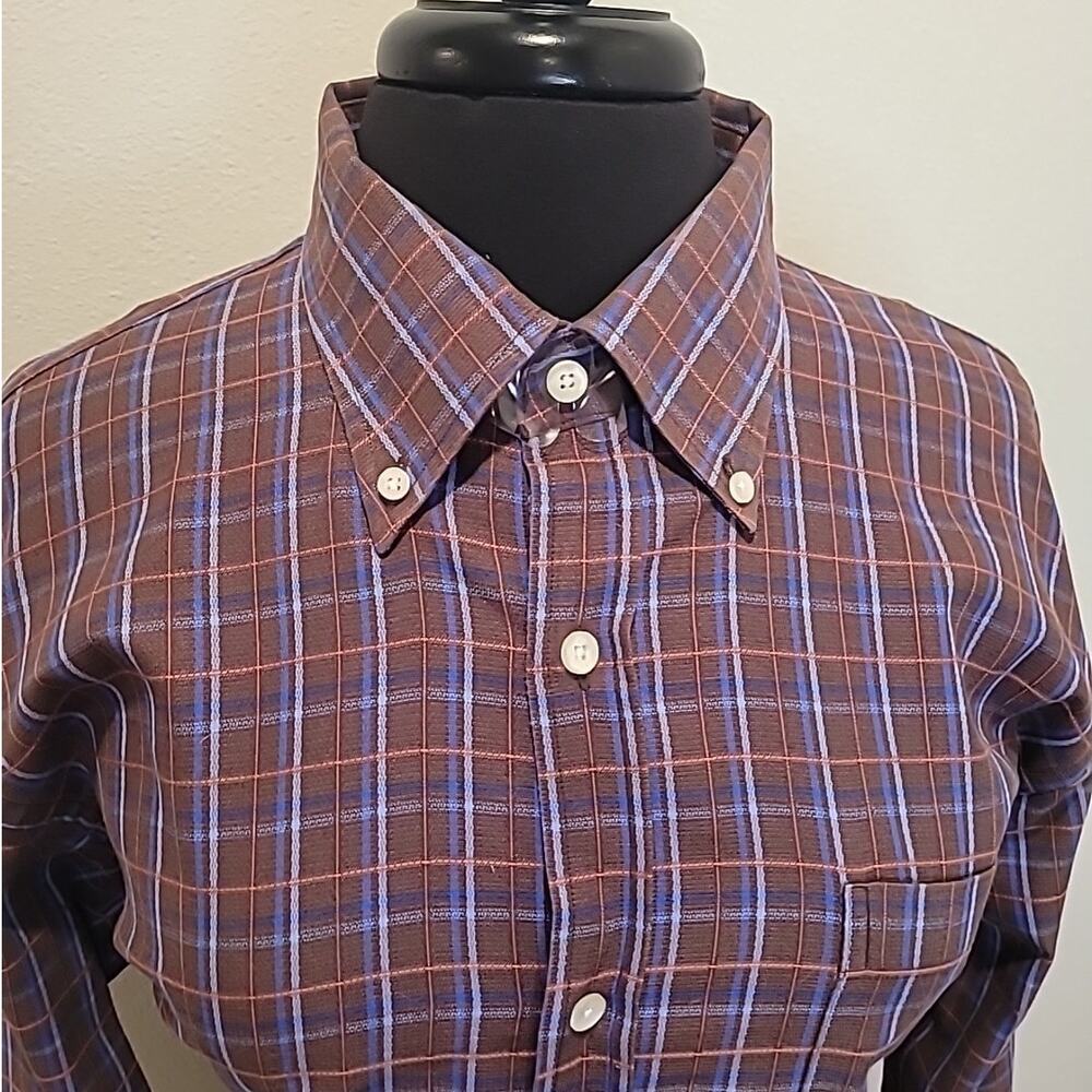 BORN Button Down Front Shirt Men's Large Long Sleeve Plaid Classic Preppy